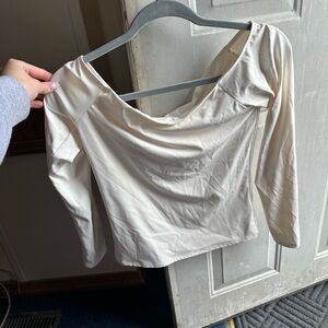 Elegant Cream Long Sleeve Women's Top